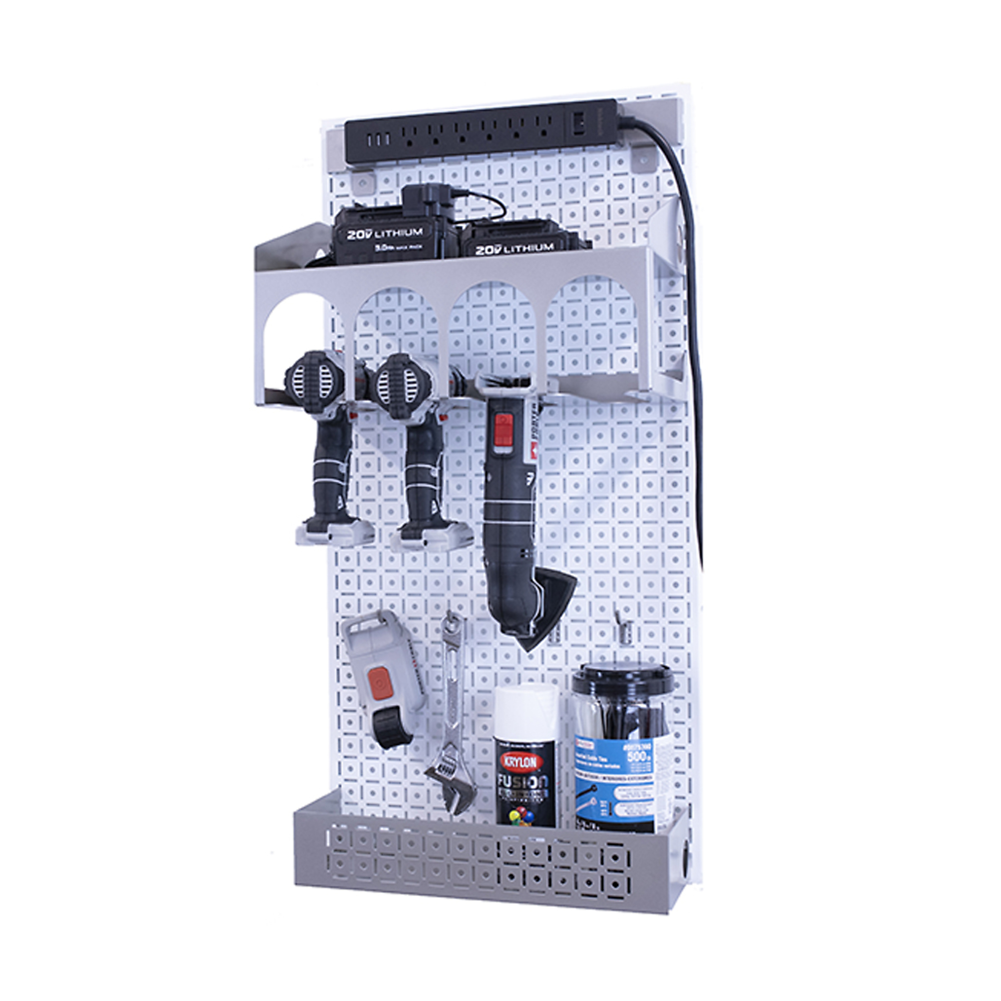 OmniWall, OmniWall metal pegboard storage kit for storage, Length 16 in, Width 32 in, Model# CGS-KIT-PWR